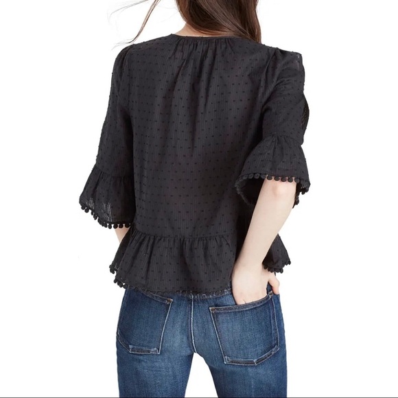 Madewell Black Peekaboo Pom Pom Blouse - Picture 5 of 13